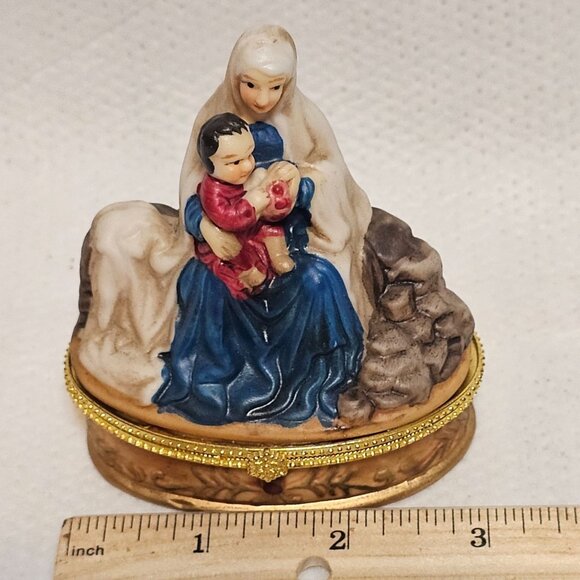 Porcelain Trinket Box Mary Baby Jesus Madonna Trinity Broadcast Network - Picture 13 of 13